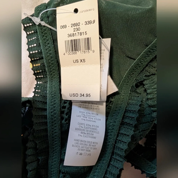 NWT Aerie lace bralette dark green gold hardware size XS - Picture 3 of 3